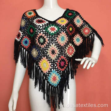Gancho de mano colorido crochet encaje accesorios de vestir de flores playa protección solar de chal de chal